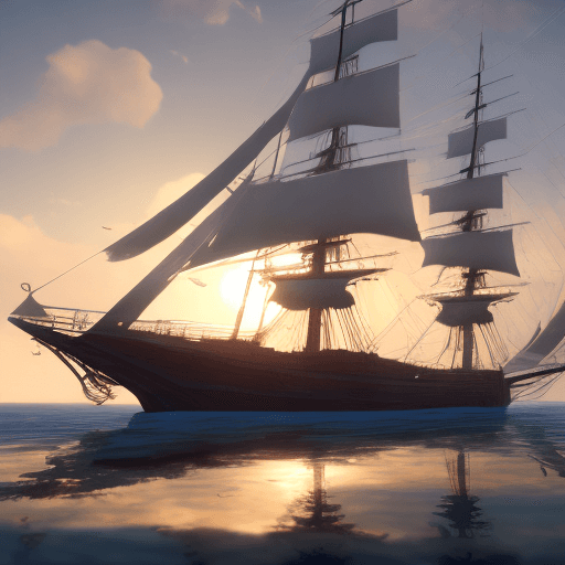 AI generated: Photo of a ultra realistic sailing ship, dramatic light, pale sunrise, cinematic lighting, battered,...