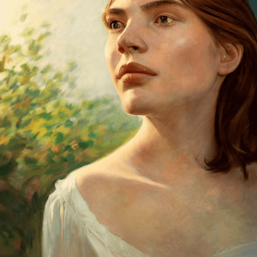 AI generated: portrait of a young woman, intricate artwork by Joaquin Sorolla, soft natural light, 85mm, sunshine ...
