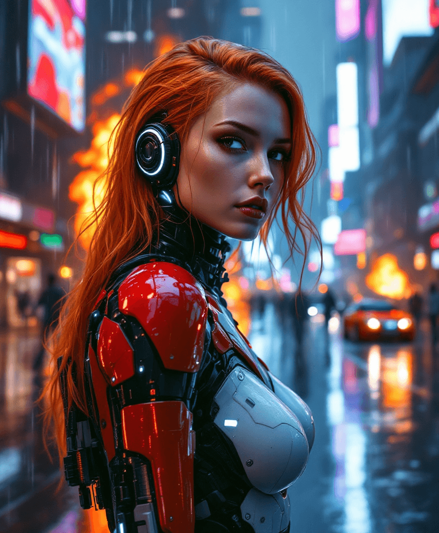 AI generated: A beautiful masterpiece (8K) full-body portrait of a 25-year-old with vivid colors of red, cobalt, w...