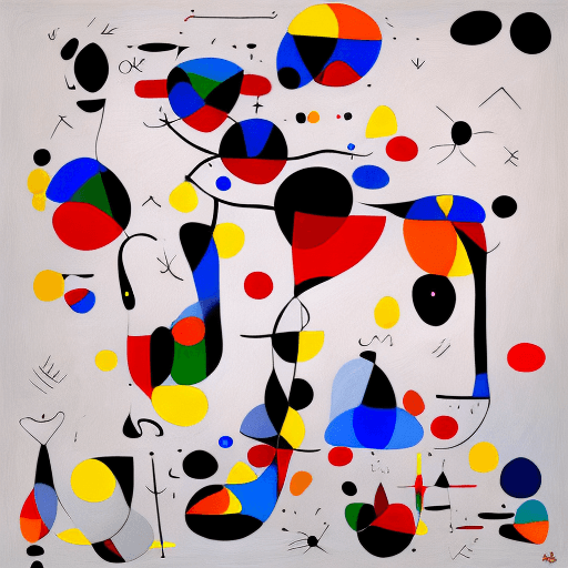 AI generated: A closeup painting in the style of Joan Miro depicting a minimal abstract illustration, white backgr...