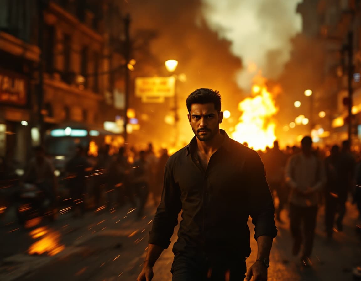 AI generated: The scene opens with a wide shot using a wide-angle lens, highlighting a bustling city street in the...