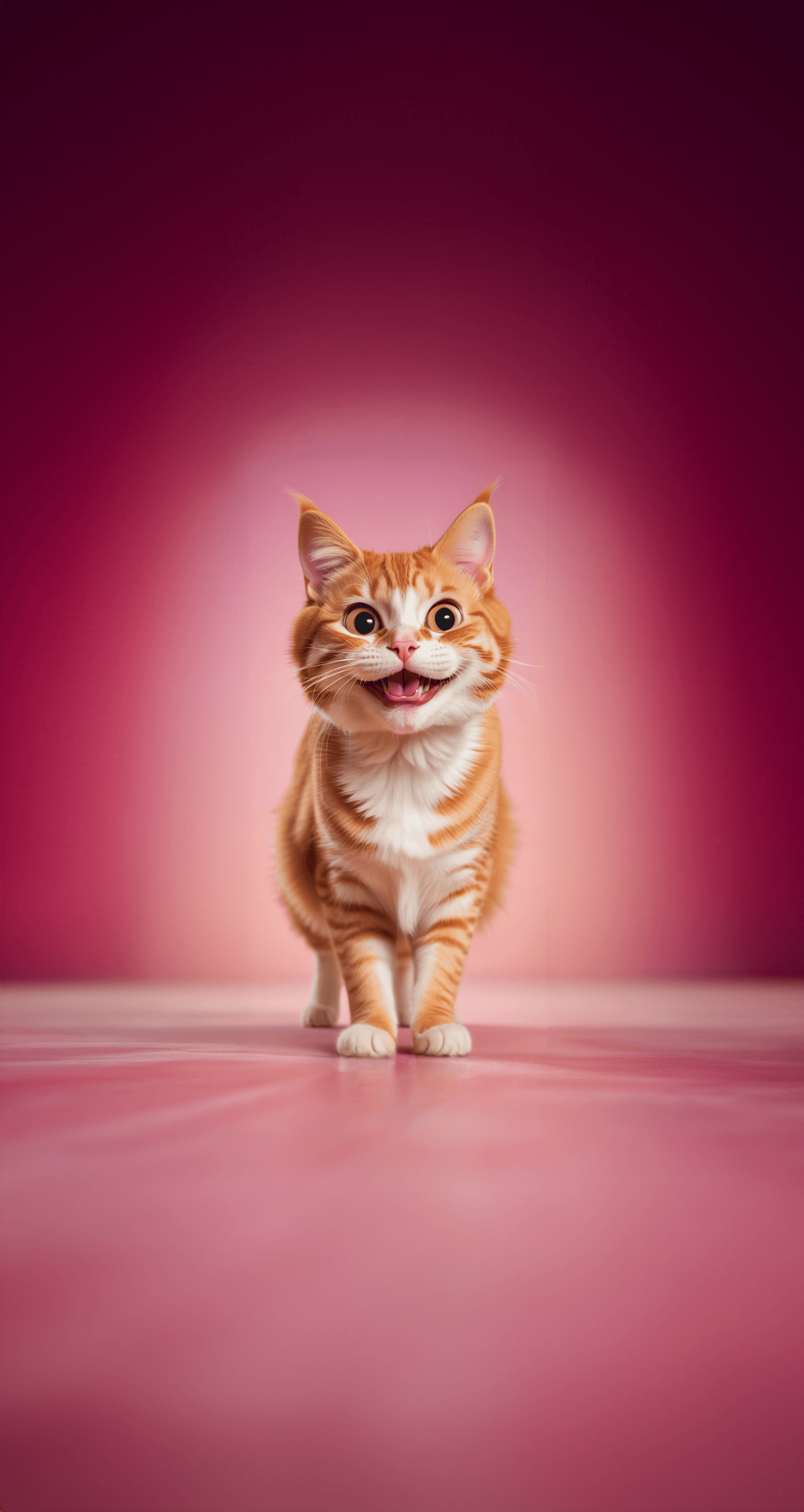 AI generated: Ultra-realistic photo portrait of a spirited orange tabby cat with stripes, big round eyes filled wi...