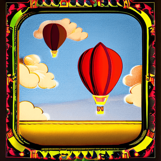 AI generated: a man floats into space on a hot air balloon 