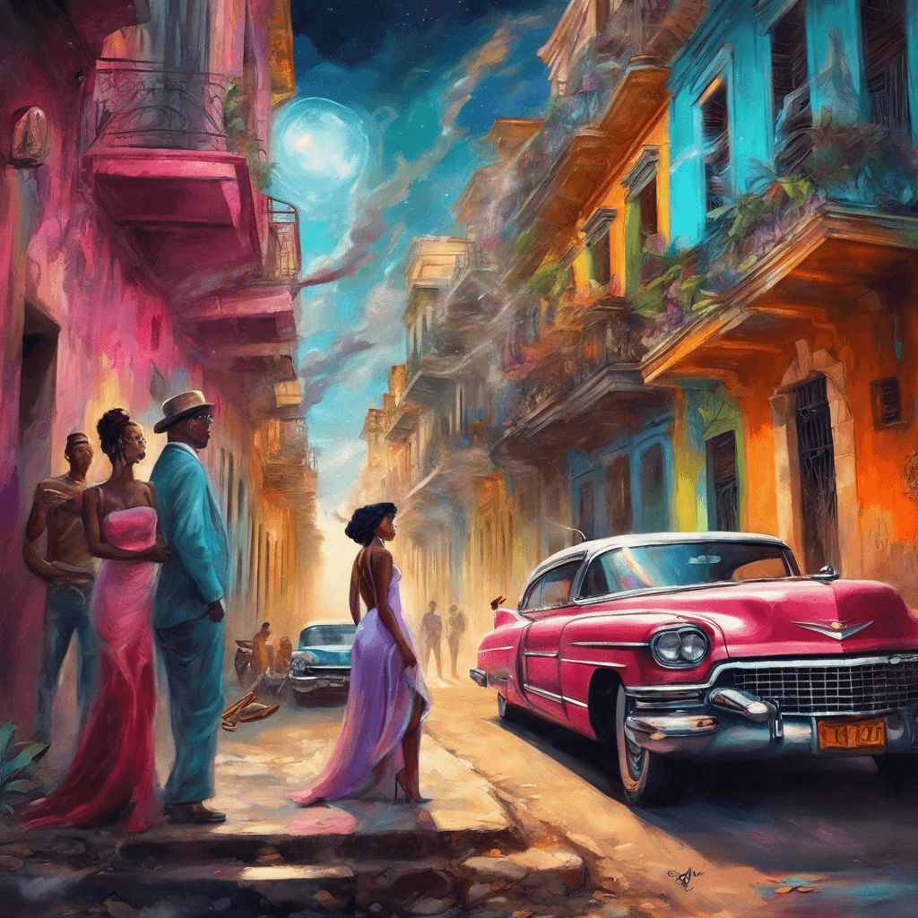 AI generated: Havana scene, vivid colors, featuring cigars and a Cadillac, street art graffiti style