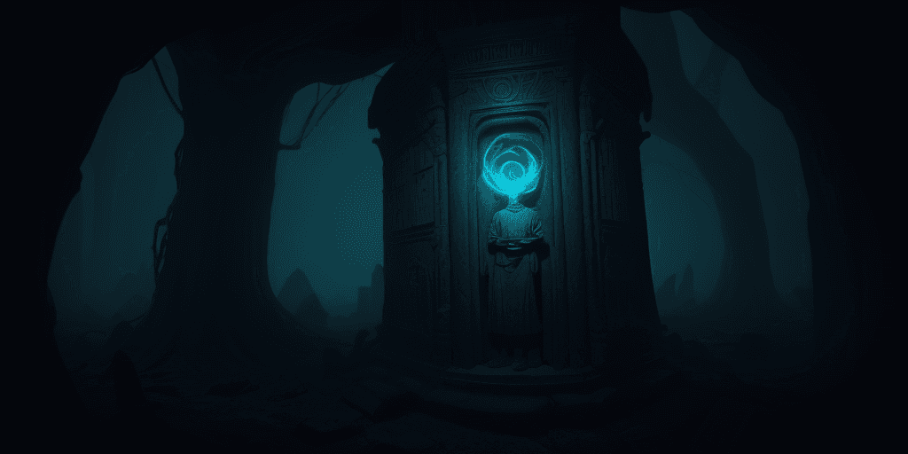 AI generated: ancient librarian exploring forbidden knowledge of the eldritch gods, highly detailed, ambient creep...