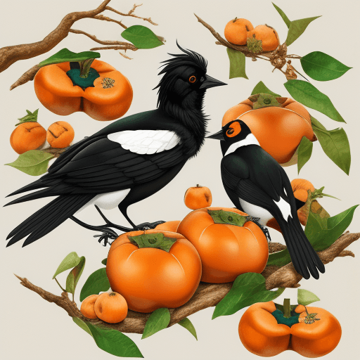 AI generated: Magpies eating persimmons