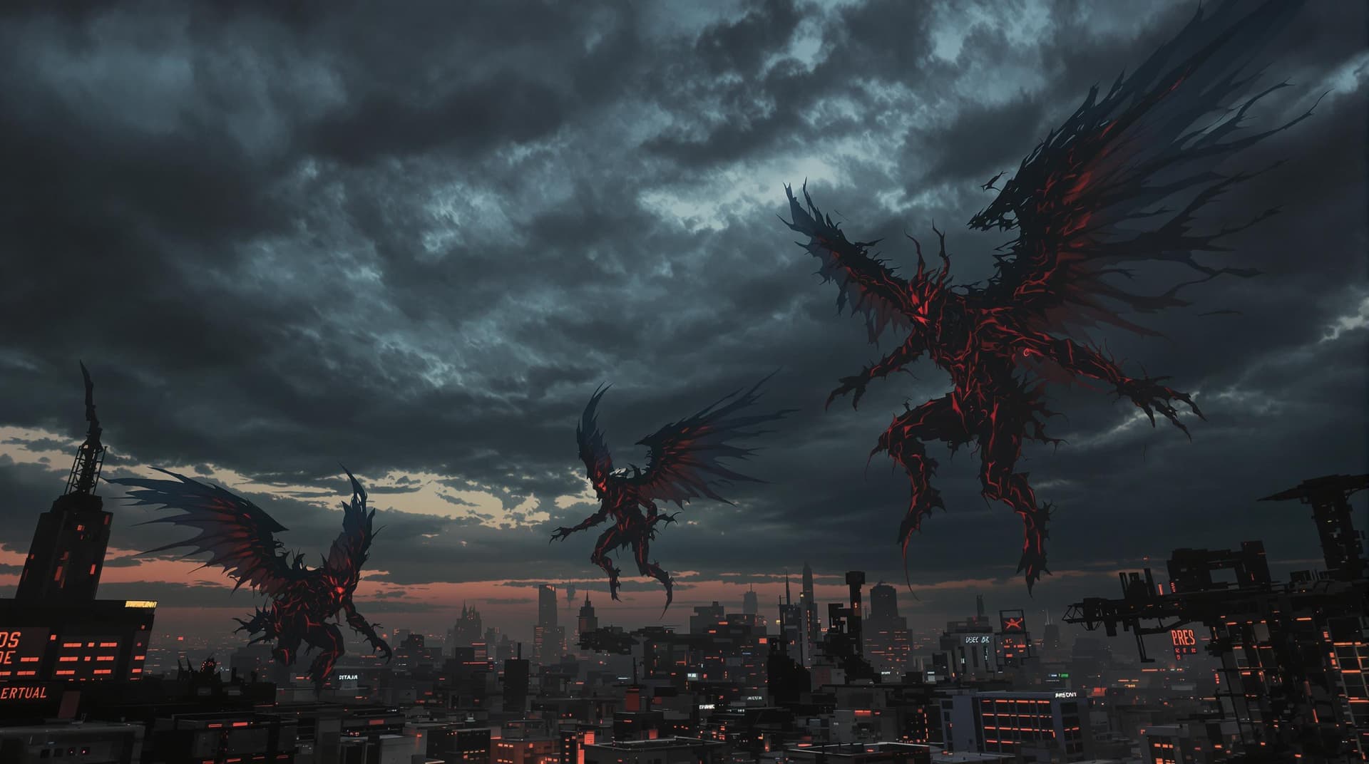 AI generated: A dark, foreboding sky with thick, grey clouds that seem to swirl with an otherworldly energy, casti...