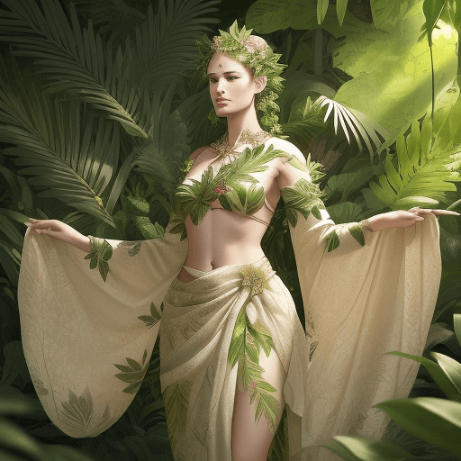 AI generated: (floral warrior elegance:1.2), (best quality:1.1), leafy environment, cinematic capture, 4k UHD reso...