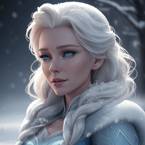 AI generated: Elsa from Disney Live series, (detailed stunning snow environment), cinematic, cover art, (low front...