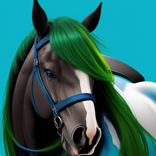 AI generated: cavalo azul com olhos verdes