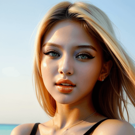 AI generated: hot summer most beautiful girl with most beautiful face. she looks like a pop star. 