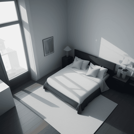 AI generated: Hyper realistic rooms seen from above, modern minimalist interior design, imaginary 3d dreamy 8k ble...