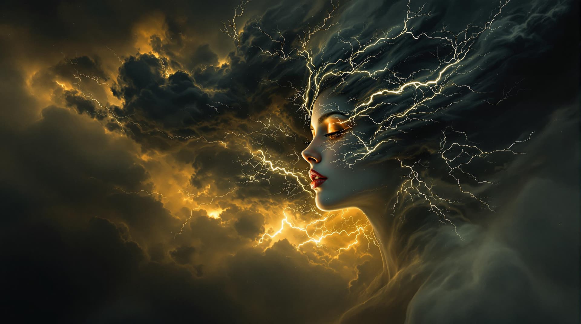 AI generated: a dark, foreboding, and apocalyptic storm cloud, resembling a turbulent celestial aura, with the wil...