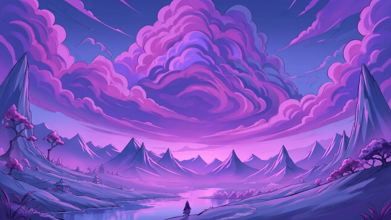 AI generated: Ultra-detailed fantasy landscape illustration, majestic panoramic scenery, rolling hills and distant...