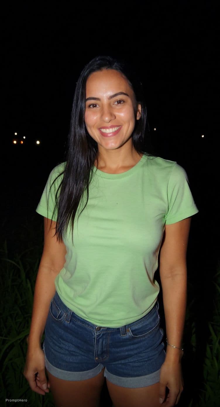 AI generated: preserve the reference face. realistic photo. A woman stands alone in an overgrown grass field on a ...