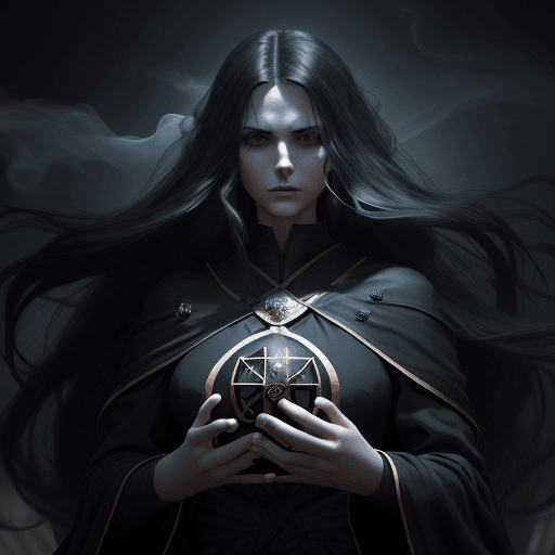 AI generated: (character of video game 1:3)::2 royal, darkness, long windblown hair and cloth, Magic the gathering...