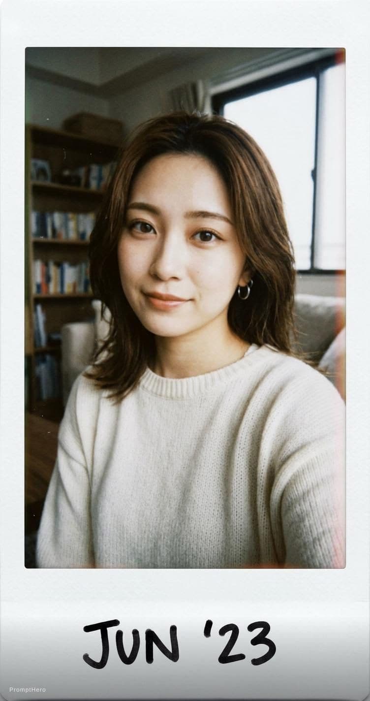 AI generated: Japanese girl, 18-21 years old, brown hair, high-quality photo portrait, shot on a Polaroid camera, ...
