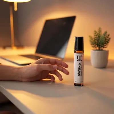 AI generated video: A cinematic 8-second close-up shot on a minimalist modern office desk. Warm amber lighting creates a...