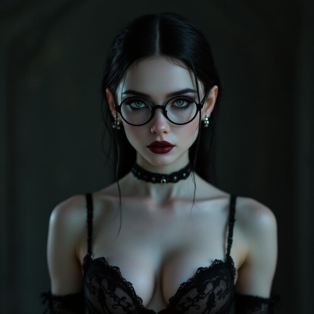 AI generated: Photo of a ultra realistic of Wednesday addams, very sultry look, so hot girl, beautiful charismatic...