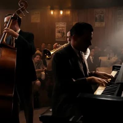 AI generated video: Jazz world, 50',surrealistic style 