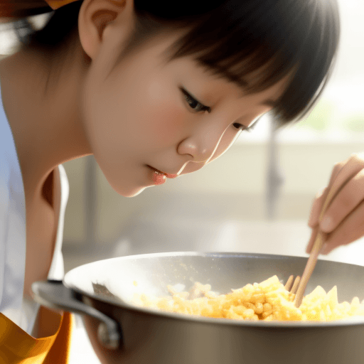 AI generated: asian girl making food