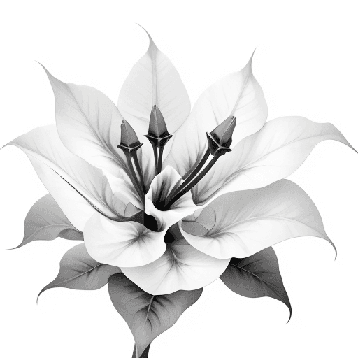 AI generated: Stylized and monochrome Datura flower on white background
