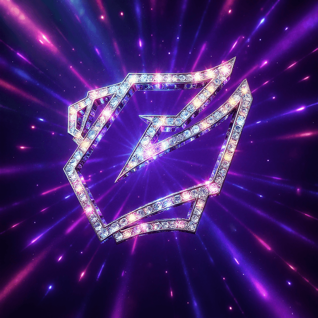 AI generated: CREATE A 3D BIG BLING BLING LOGO ICED OUT, HQ, RELECTIONS, LIGHT FLARES, PURPLE BACKROUND