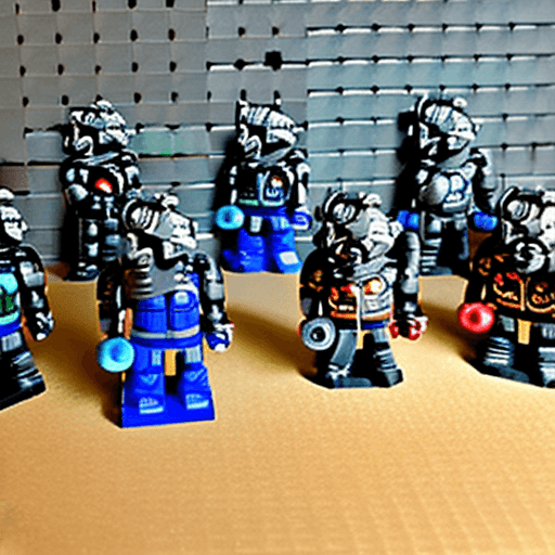 AI generated: a chunky warhammer 40k spacemarine as a duplo toy, legos
