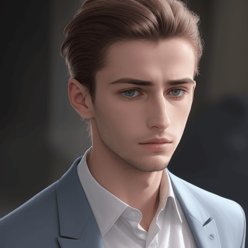 AI generated: jeune homme fatigué, il doit avoir une présence effrayante et triste. imaginez un visage cerné, mont...