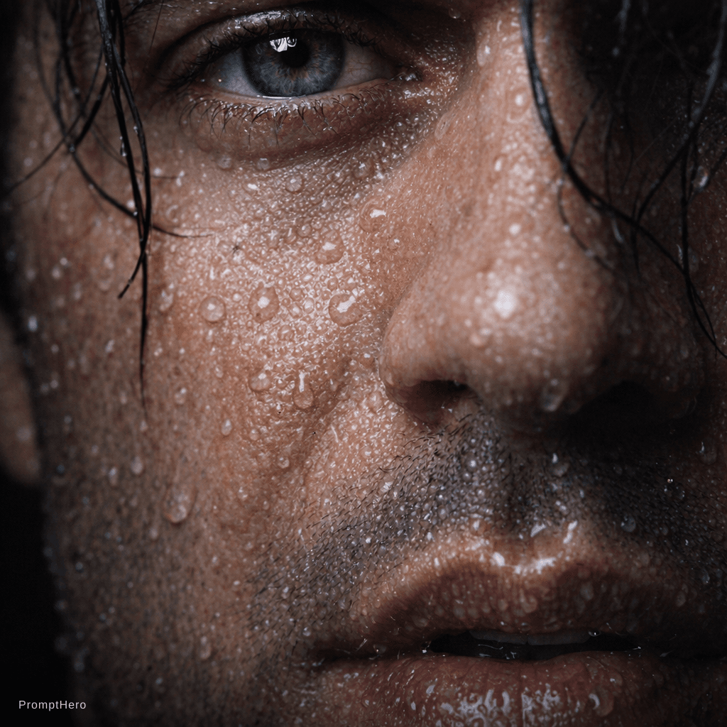 AI generated: {
  "title": "Ultra-Realistic Close-Up Portrait with Water Droplets",
  "intent": "Capture an extr...