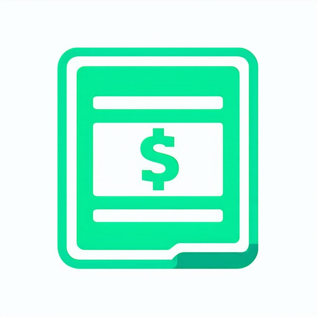 AI generated: a clean icon, vector style that depicts real time financial transactions on a ledger and suitable fo...