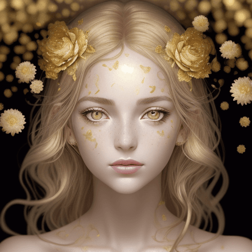 AI generated: magnetific soft background.
dry flowers in blond hair.
women in water with camelias
different dark e...