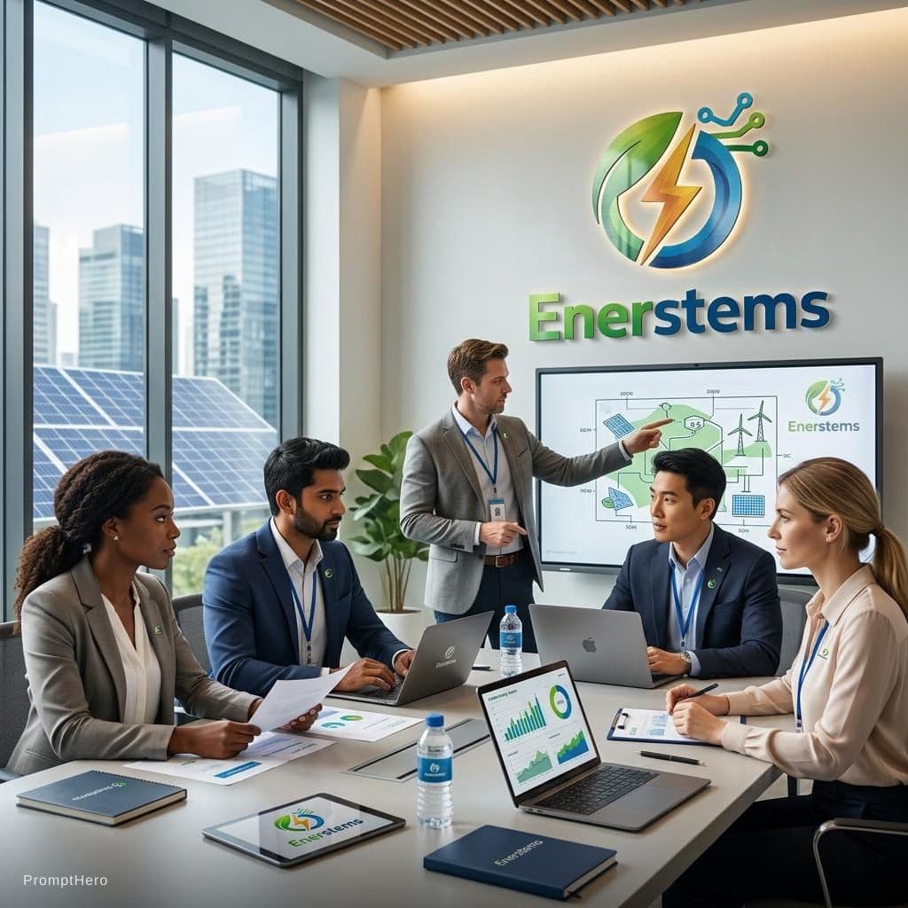 AI generated: A realistic image of a team of consultants at Enerstems 