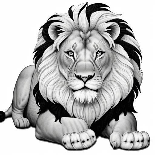 AI generated: coloring book page of a lion in black and white adorable