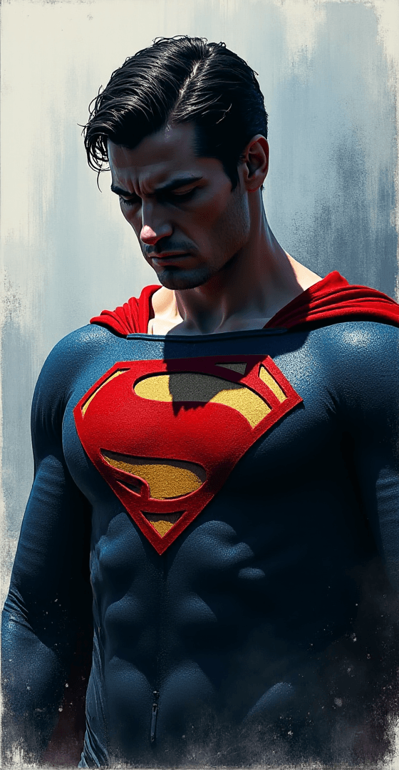 AI generated: Silhouette Art, Sketchup, Ink Dripping Drawing, Superman, close-up portrait, Superman is shown with ...