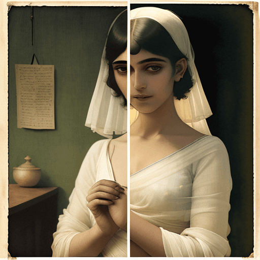 AI generated: a 20 years old woman in white saree is a great vintage shot, in the style of katia chausheva, raphae...