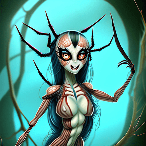 AI generated: An original spider hybrid monster girl character named Salticidae. She is a spidertaur, better known...