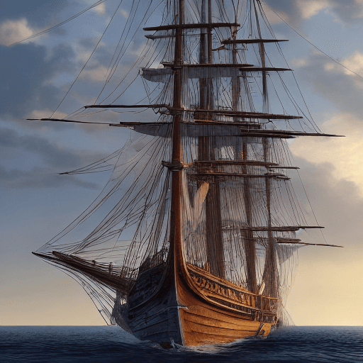 AI generated: Photo of a ultra realistic sailing ship, dramatic light, pale sunrise, cinematic lighting, battered,...