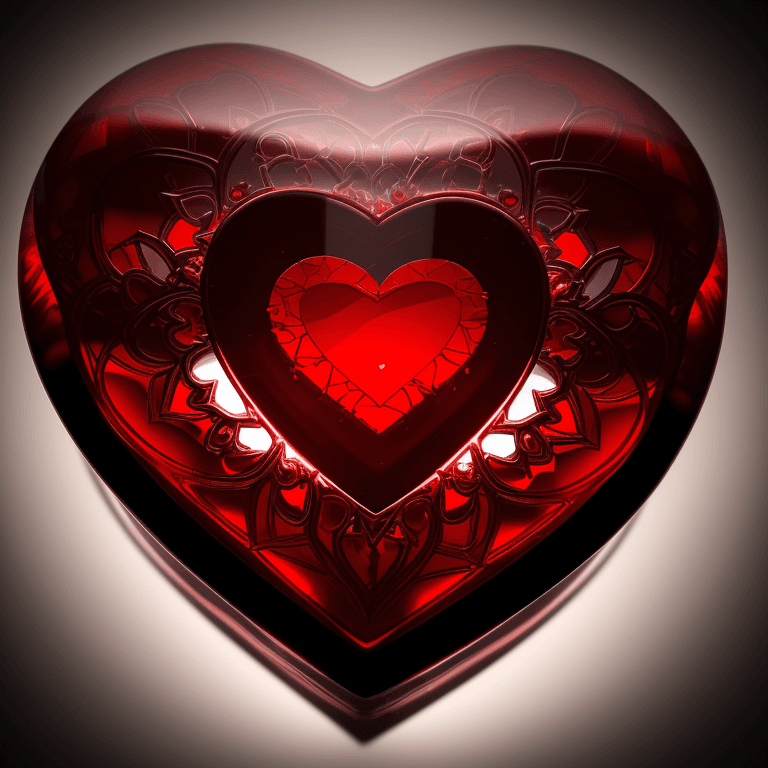 AI generated: Photo of a red heart made of glass, Rim Lighting, masterpiece, best quality, intricate details