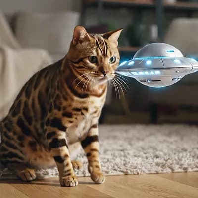 AI generated video: A cat playing with a small ovni