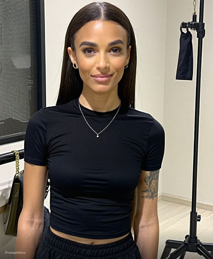 AI generated: Wearing bra and panty black