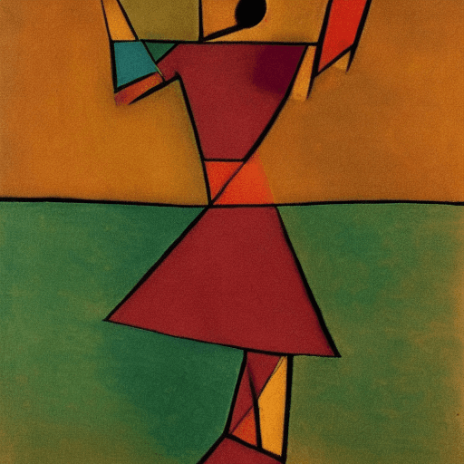 AI generated: painting of dancing woman, paul klee style
