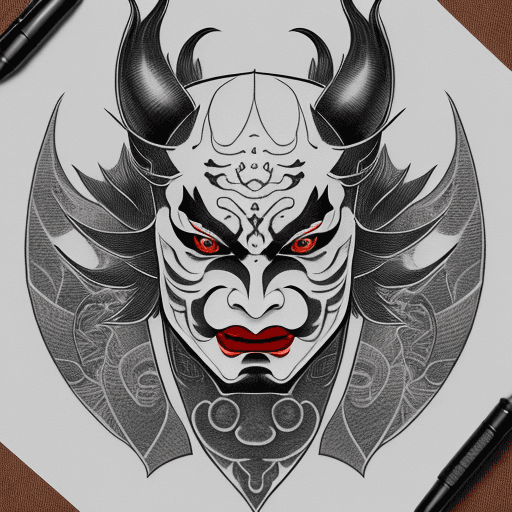 AI generated: Create a Japanese Hannya Blackwork Tattoo Design, not realistic, paper draw