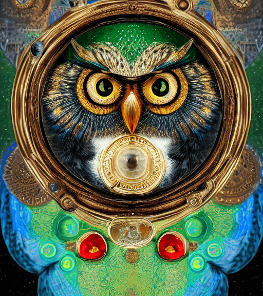 AI generated: high resolution 8k, Balla master painter, Byzantine artwork, Owl, Cat's eyes,
  feathers, intricate ...