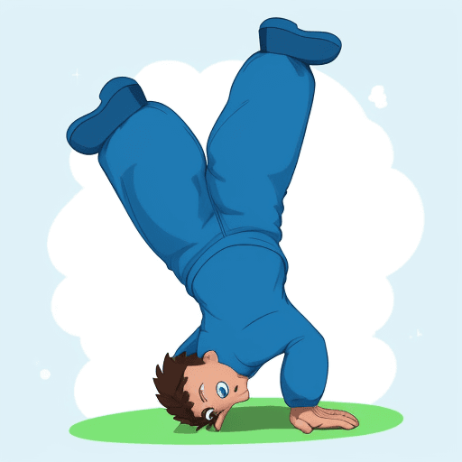 AI generated: a Bluey show character Bingo doing a handstand in bluey drawn style