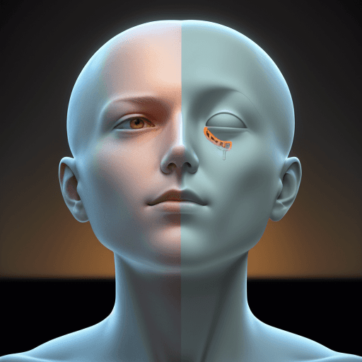 AI generated: a human head merges with a computer