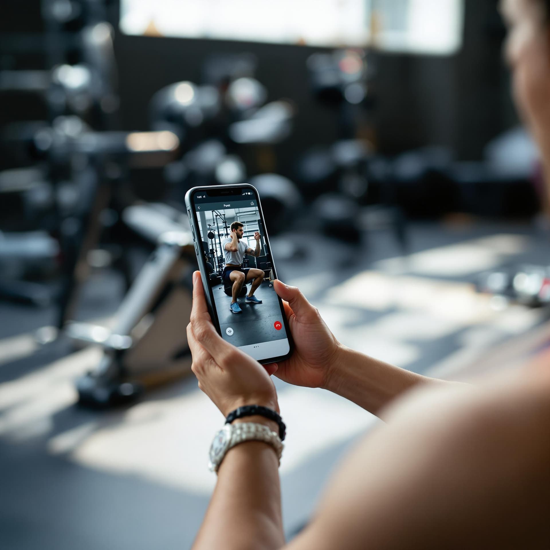 AI generated: A person doing squats with a smartphone analyzing their form dslr, ultra quality, sharp focus, tack ...