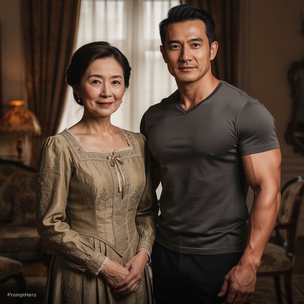AI generated: masterpiece, raw photo, realistic, milf mother mature japanese, (gigantic breast), dress antique and...