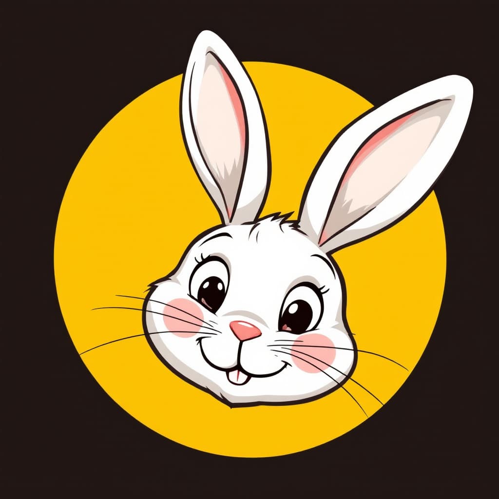 AI generated: illustration, vector cartoon-style, cute bunny face, zoom in, expressive eyes and a playful demeanor...