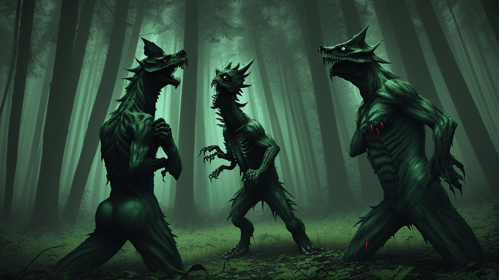 AI generated: scary monsters in the forest
